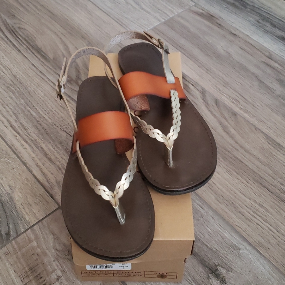 Tan And gold braid sandal